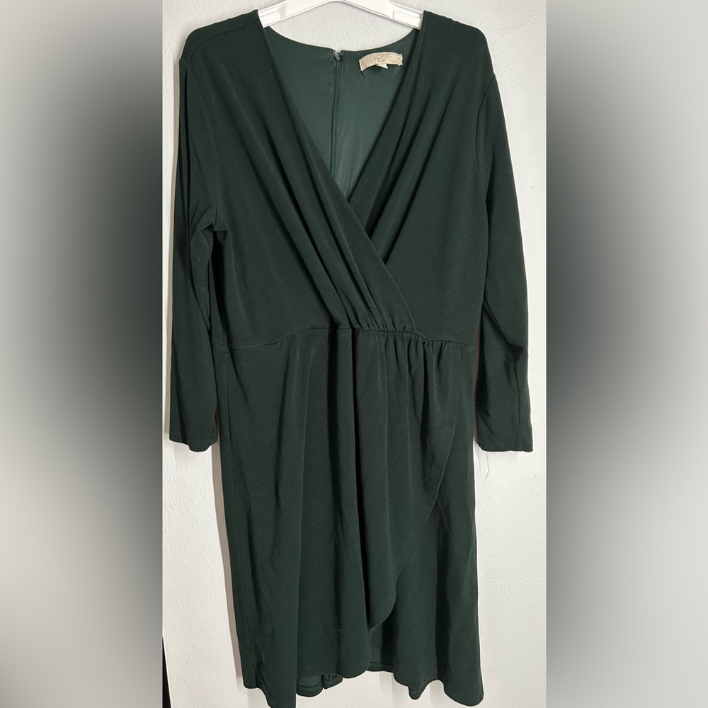 Loft Plus sized Heather Green wrap dress